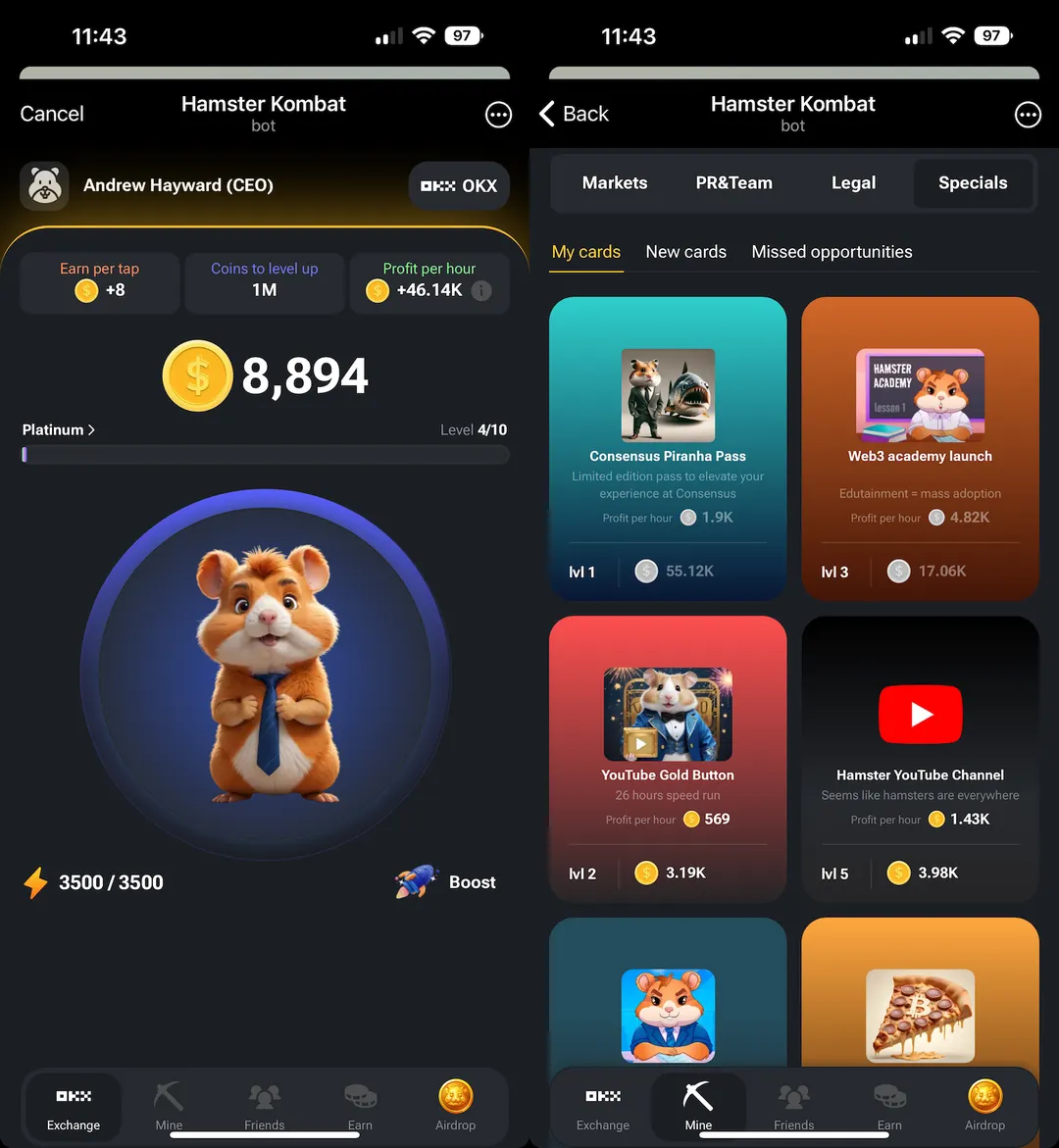 Hamster Kombat lidera Telegram: ¿Cómo jugar para ganar siendo CEO de un exchange cripto?