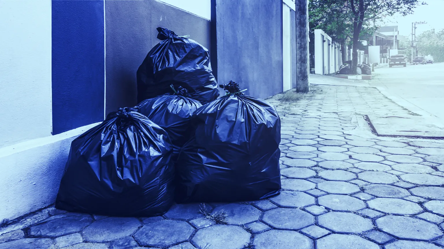 Bin-bags throng the streets in fervent anticipation of the digital trash-rapture. PHOTO CREDIT: Shutterstock. 
