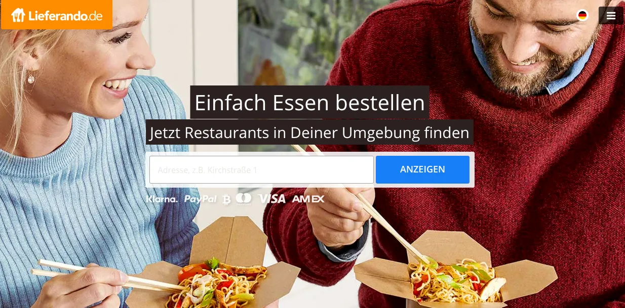 buy takeaway pizza in Germany with Lieferando