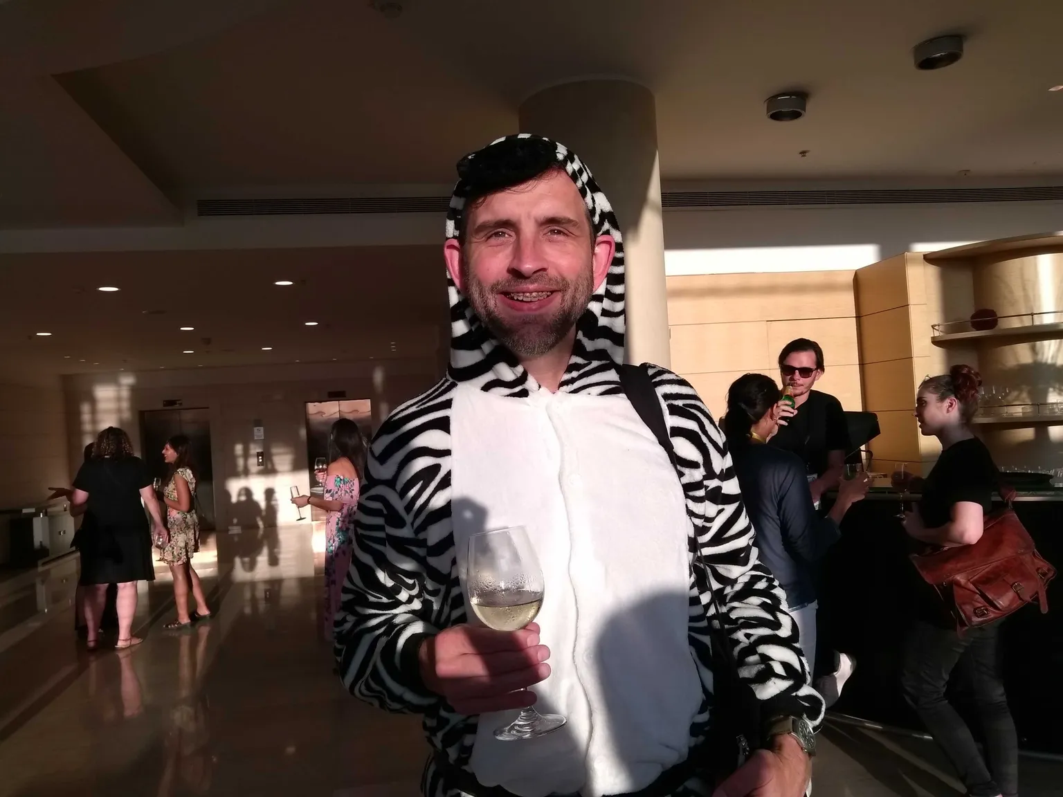 Wilcox wore a Zebra costume for a full day at Zcon1—despite the blistering heat.