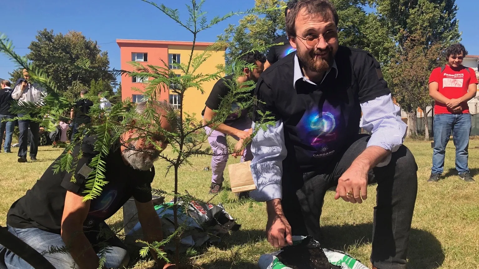 Charles Hoskinson plants a Ginkgo tree in Plovdiv, with Cardano ambassador, Vasil St. Dabov. IMAGE SOURCE: Decrypt