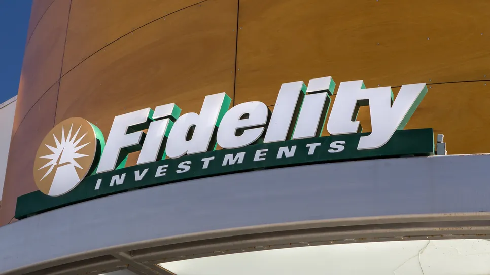 Fidelity logo on the side of a building