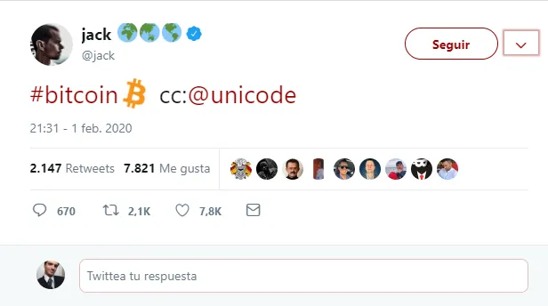 Jack Dorsey tuitea sobre Bitcoin, estrenando un emoji con su logotipo