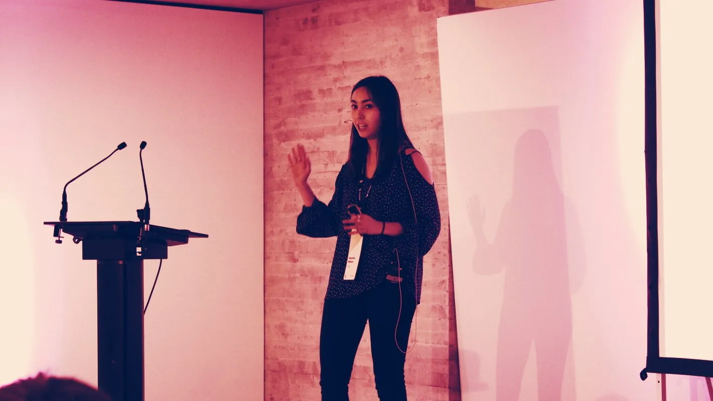 Valentine Wallace, developer at Square Crypto, speaking at Advancing Bitcoin. Image: Decrypt