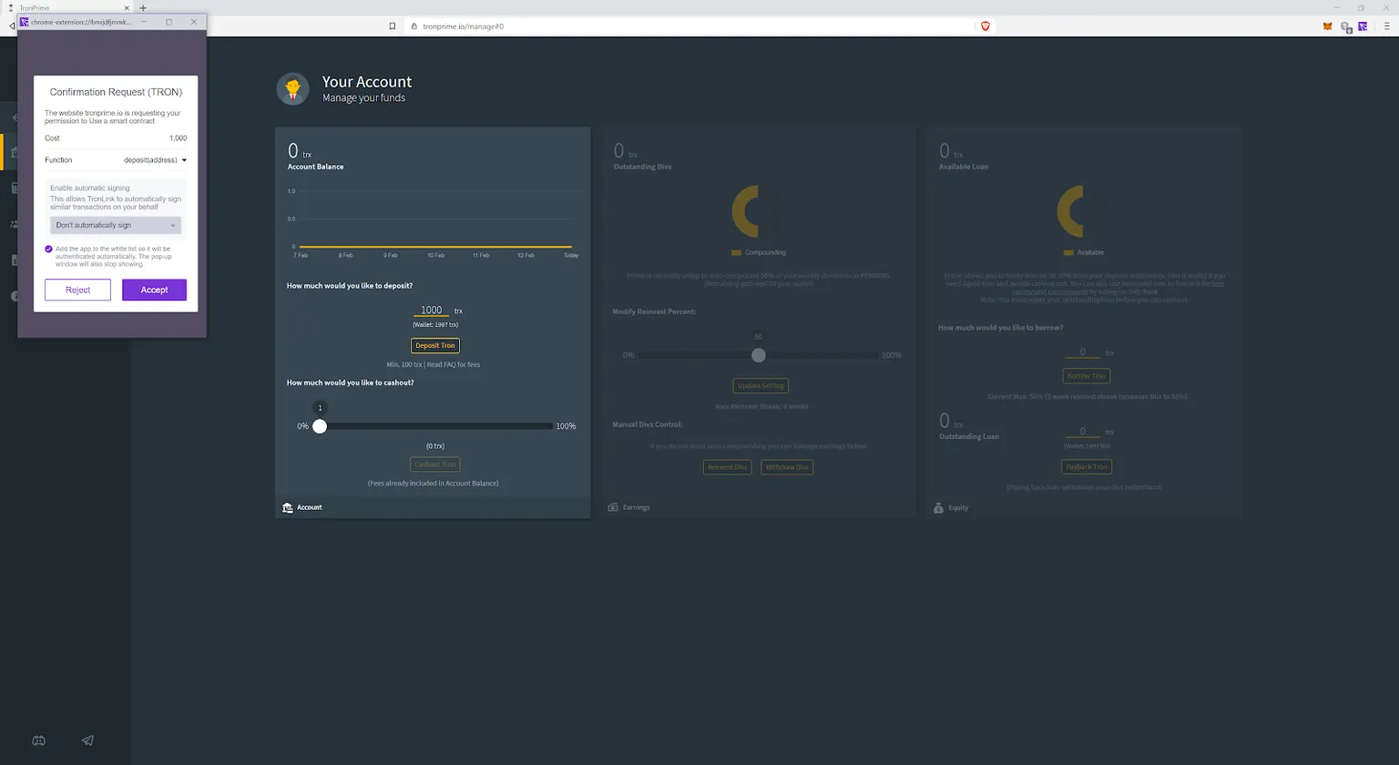 Prime's dashboard brings to Tron some useful and familiar DeFi tools.