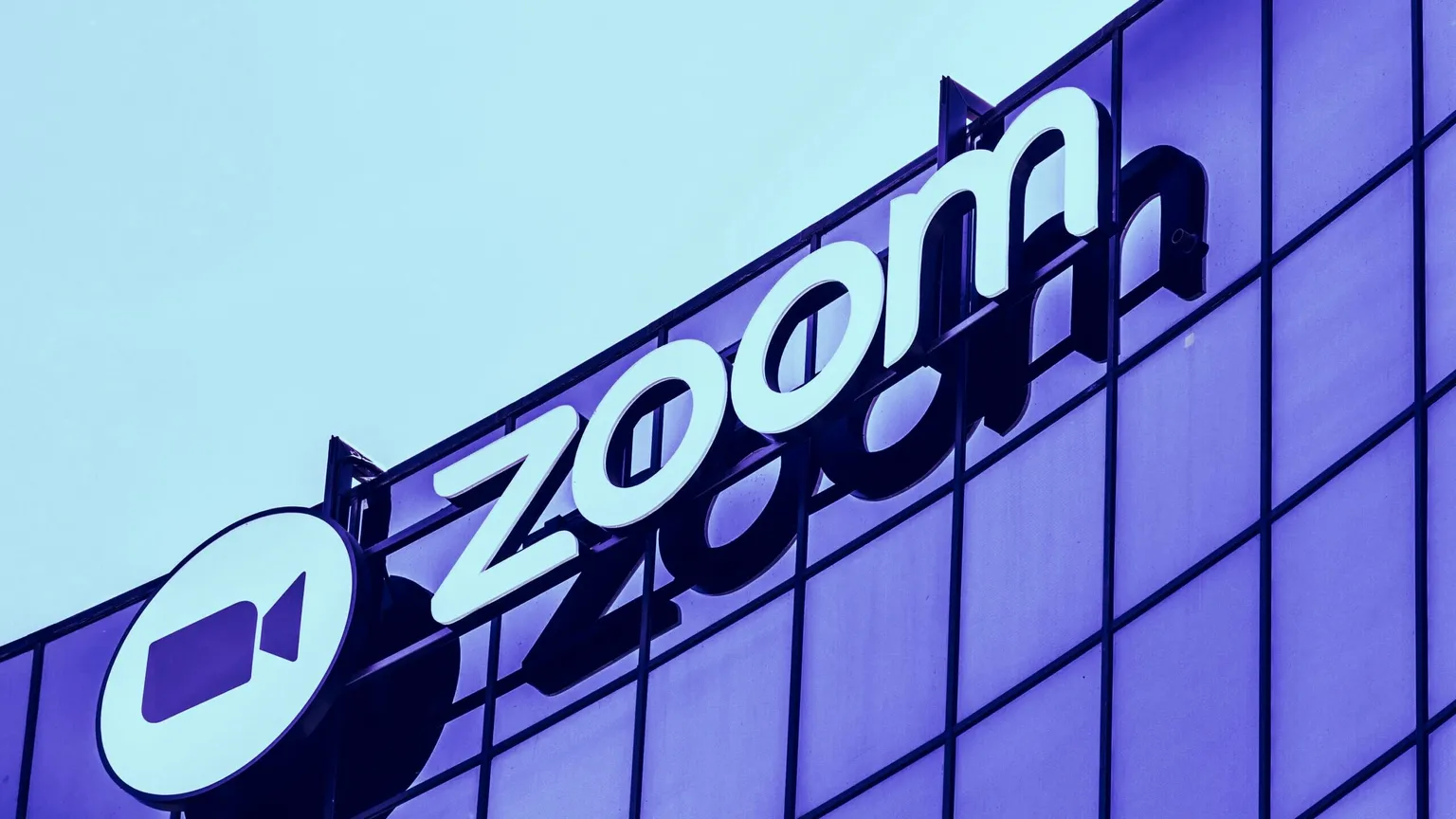 The Zoom logo on one of its buildings. (Image: Shutterstock)