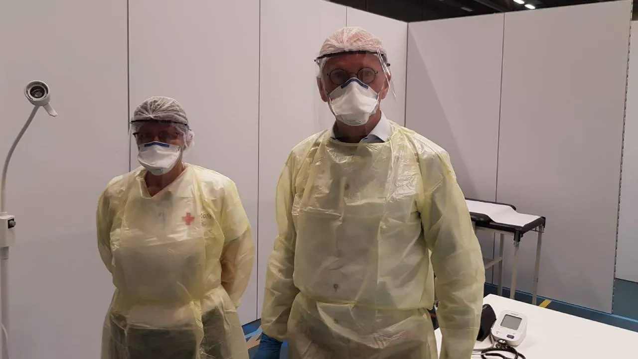 A coronavirus triage team wearing 3D printed PPE