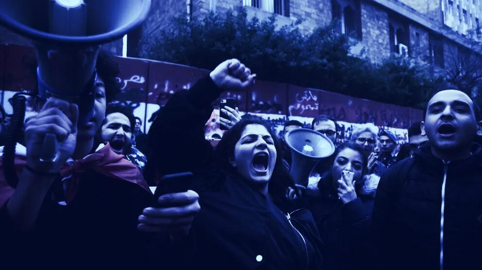Protestors in Lebanon in December, 2019. Image: Shutterstock.