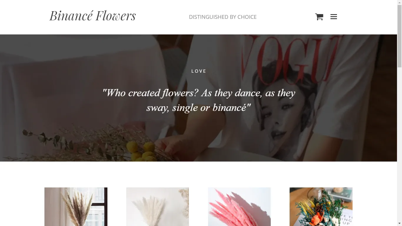 Screenshot de la web de la floristería Binance