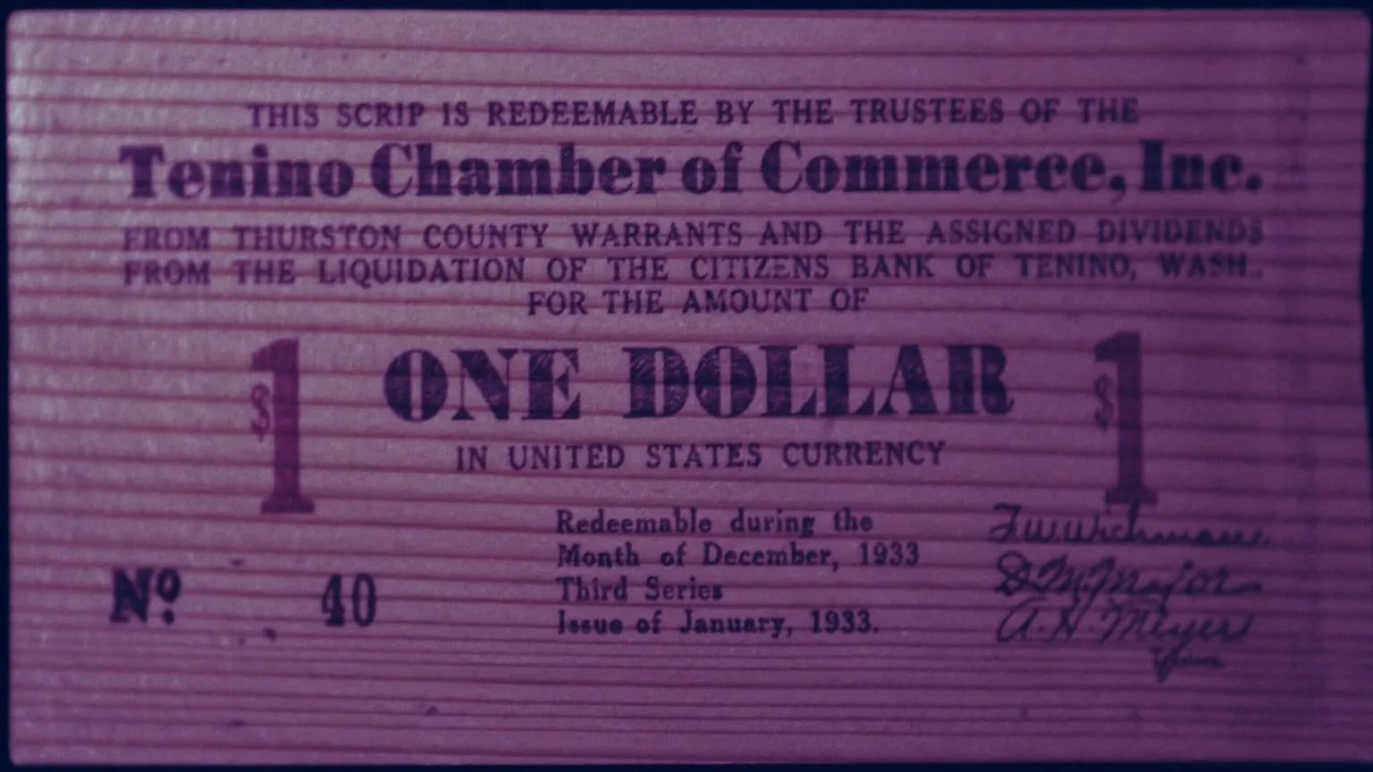 Tenino's wooden dollars are printed on the same press that was used in the Great Depression (Image: Joe Mabel)