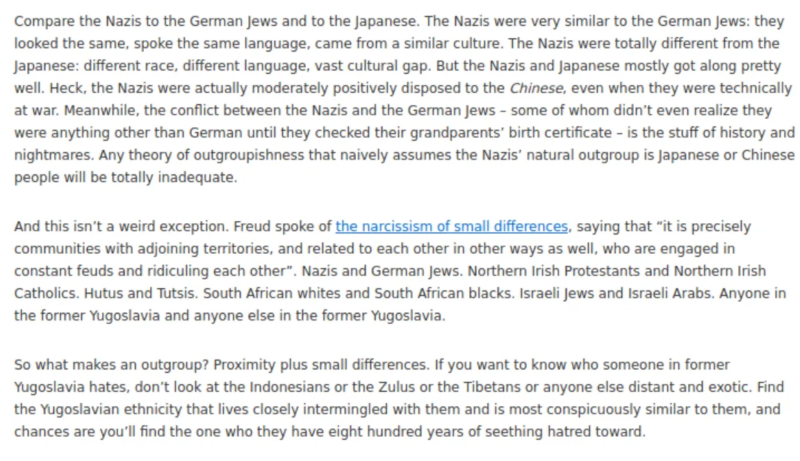 El texto de comparación de los nazis y los judíos alemanes.