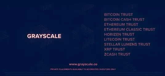 Grayscale only mentioned actual cryptocurrencies via an image at the very end of its ad. Image: Twitter