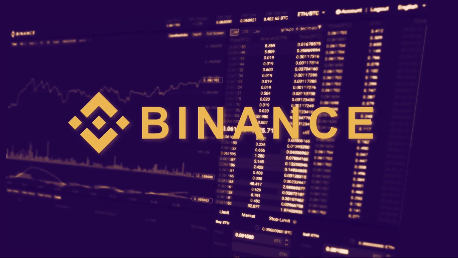 Logo de Binance en pantalla de trading. Imagen: Shutterstock 