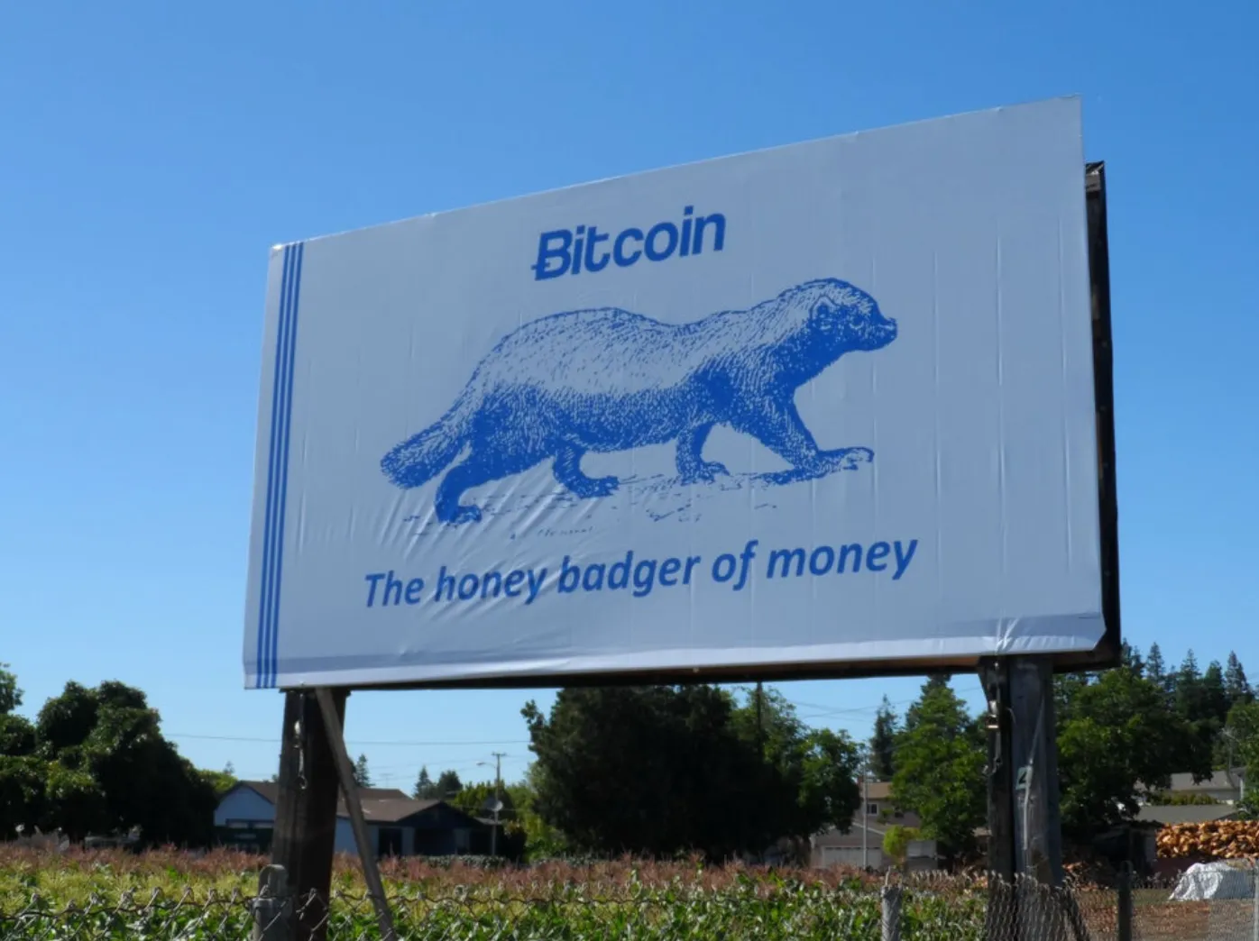 El diseño propuesto por el movimiento Bitcoin Symbol en una valla publicitaria en San José, California. Imagen: Reddit