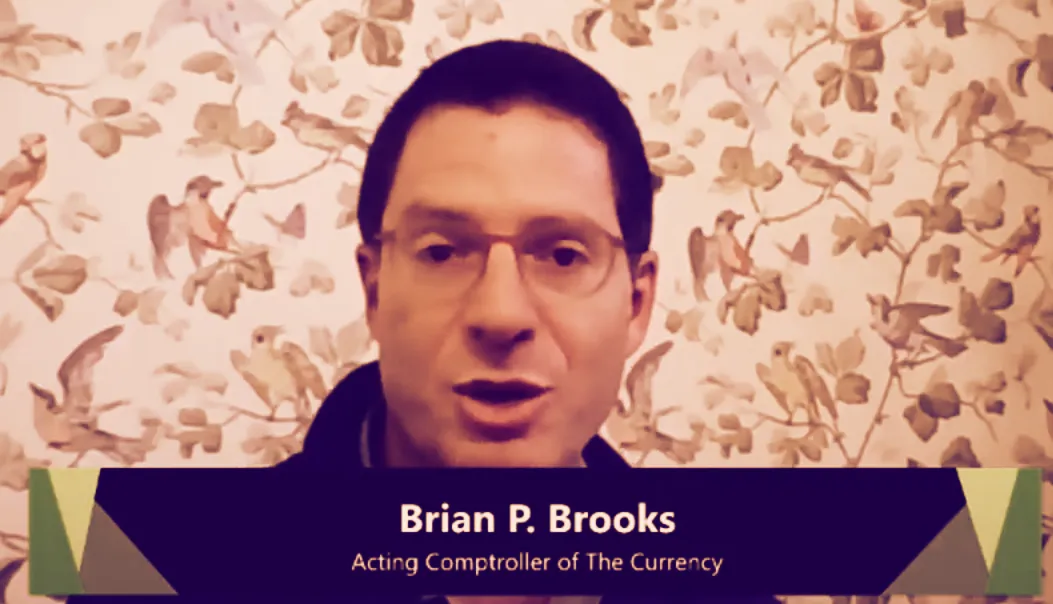 Brian Brooks was Acting Comptroller of the Currency before he joined Binance. Image: LA Blockchain Summit's Live Stream