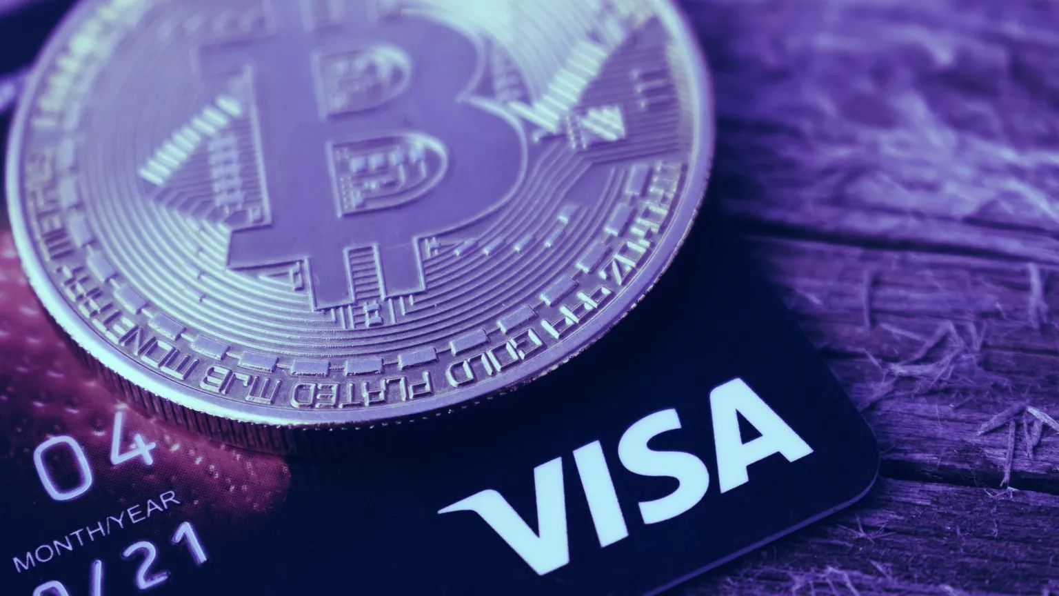 Visa and Bitcoin. Image: Shutterstock
