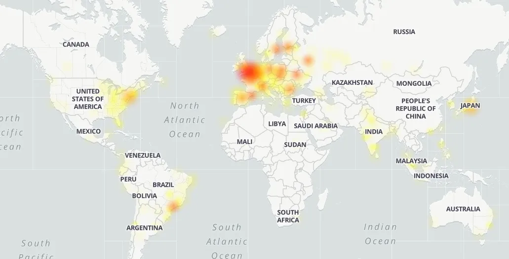 Outages were reported across the world