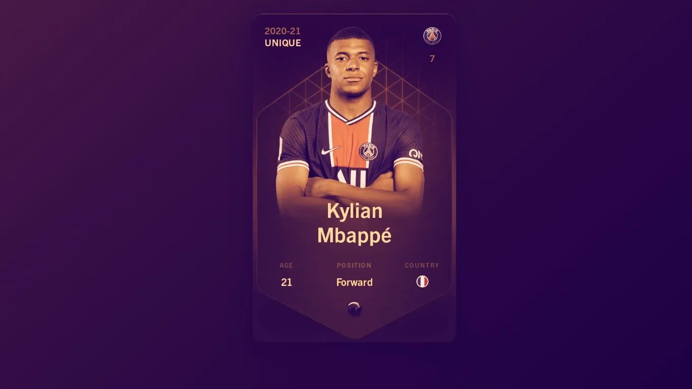 Kylian Mbappé trading card. Image: Sorare