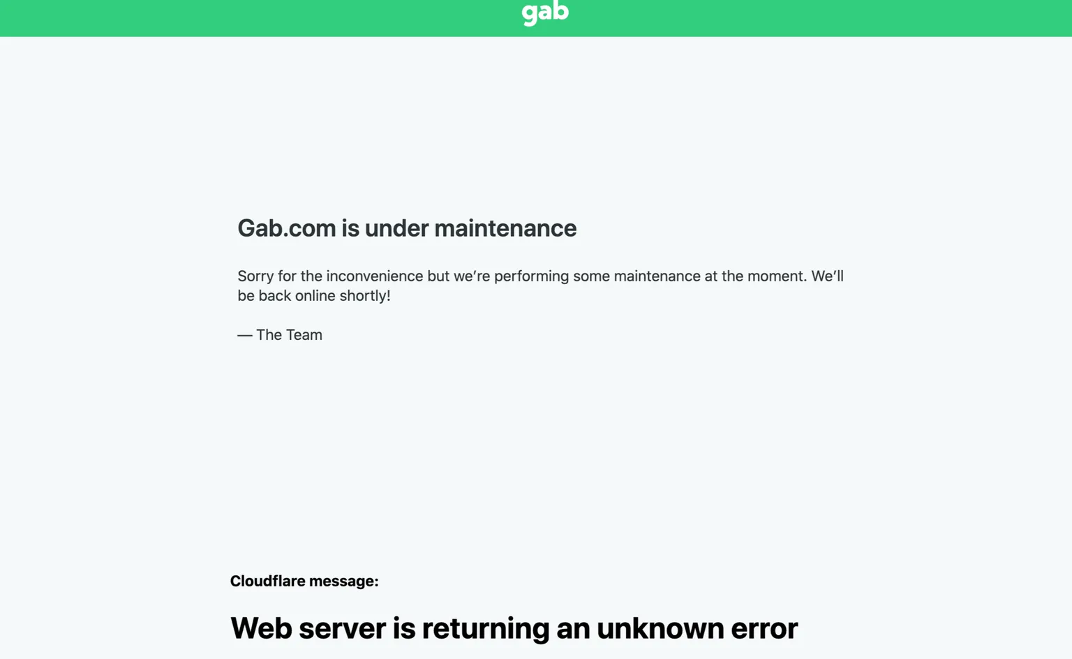 gab maintenance message