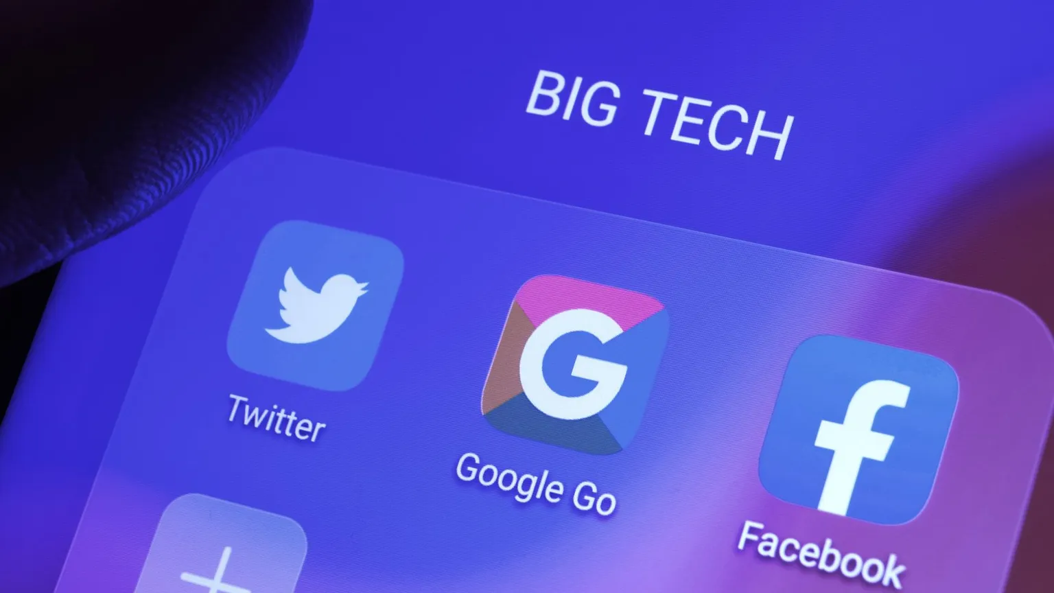 Twitter, Google and Facebook on a phone. Image: Shutterstock