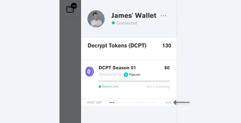 Decrypt Token daily cap UI