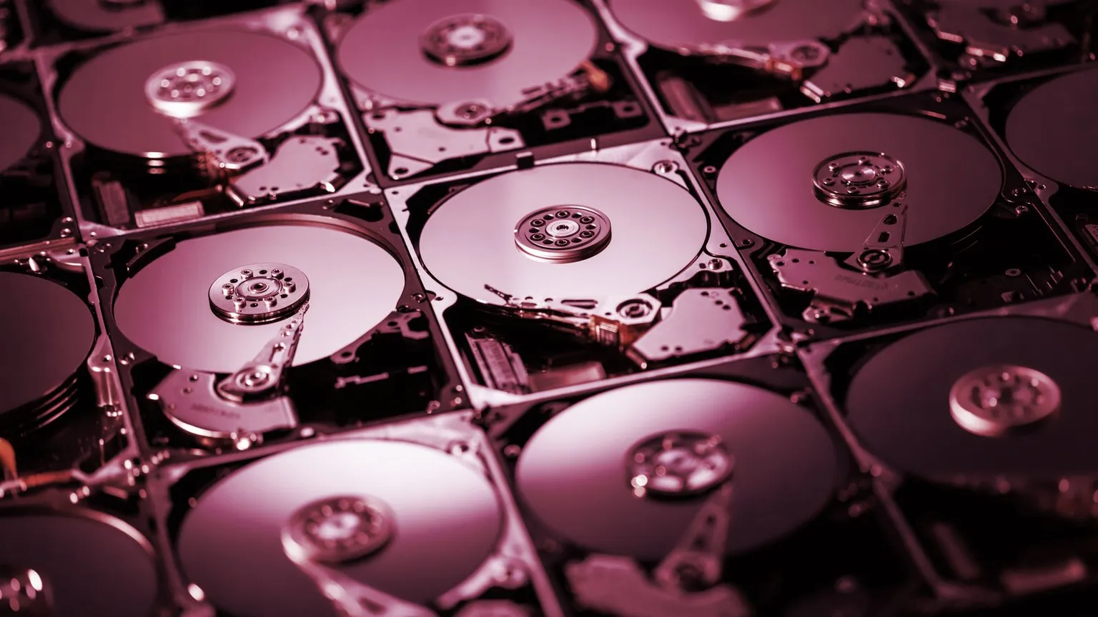 Hard drives are used to "farm" the Chia cryptocurrency. Image: Shutterstock