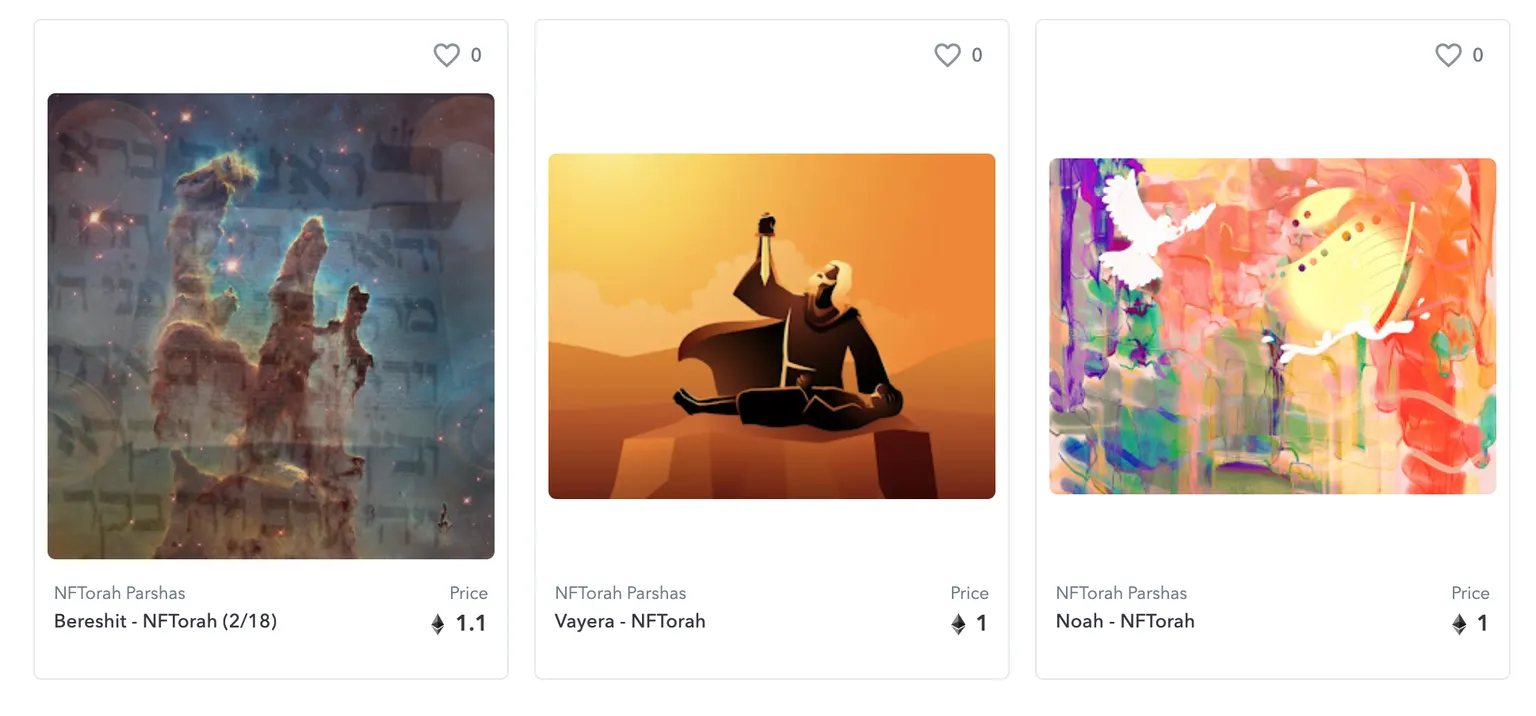 NFTorah artworks on OpenSea