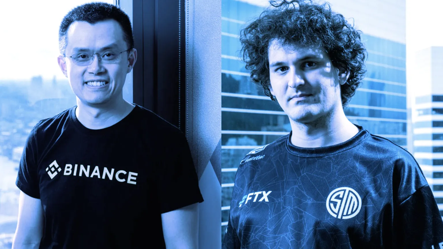 Binance CEO Changpeng Zhao (L); FTX CEO Sam Bankman-Fried. (Images via Binance/FTX)