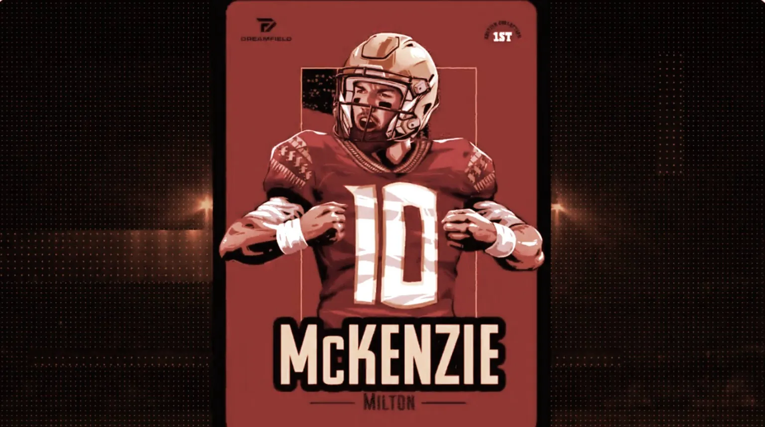 FSU quarterback McKenzie Milton's NFT, created by the artist Black Madre for NIL licensing company Dreamfield. (via Dreamfield)