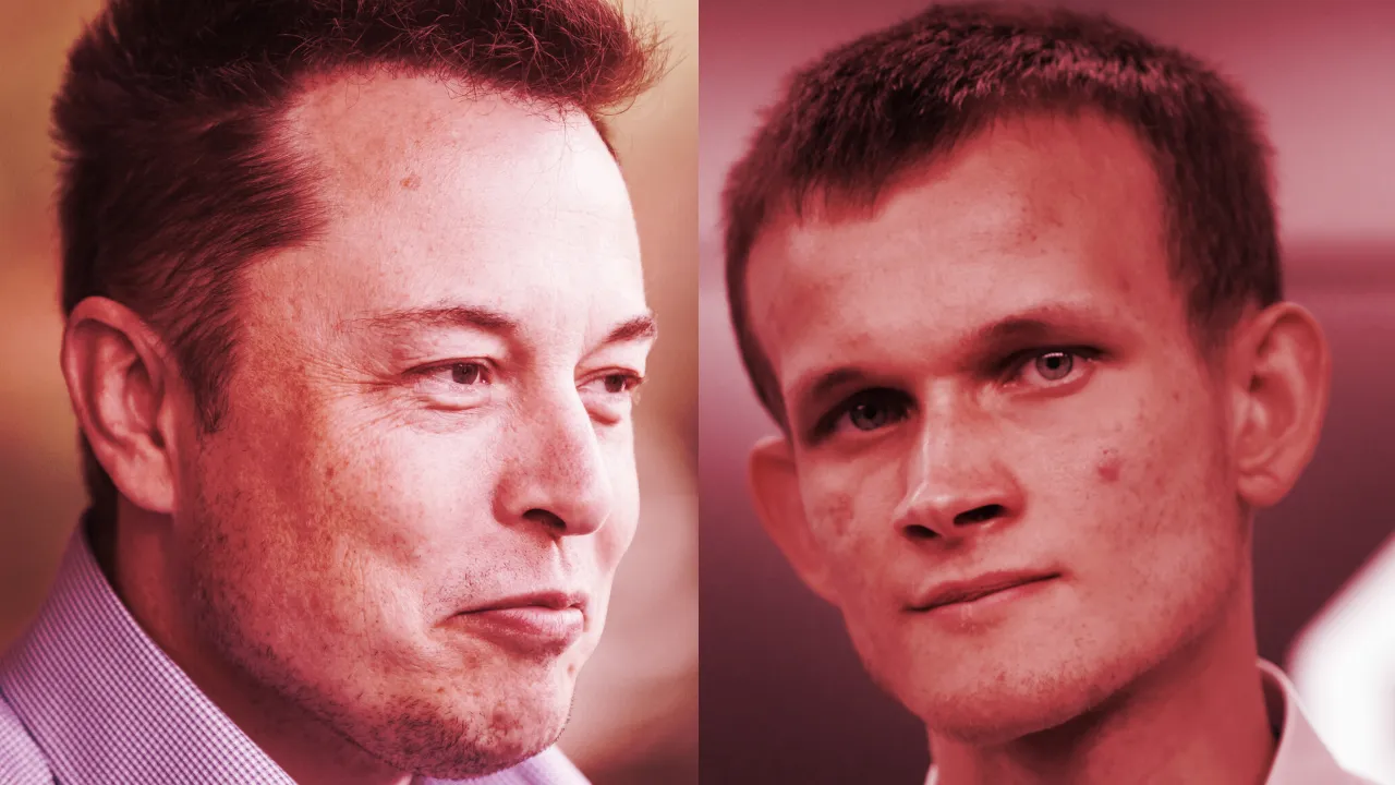 Elon Musk and Vitalik Buterin. Images: Shutterstock