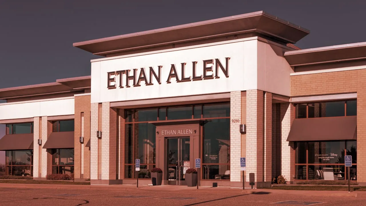 Publicly traded furniture company Ethan Allen trades as ETH on the stock market. Image: Shutterstock