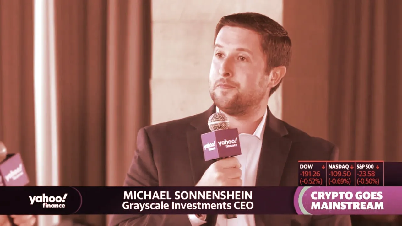El CEO de Grayscale, Michael Sonnenshein. Imagen: Yahoo Finance/Decrypt