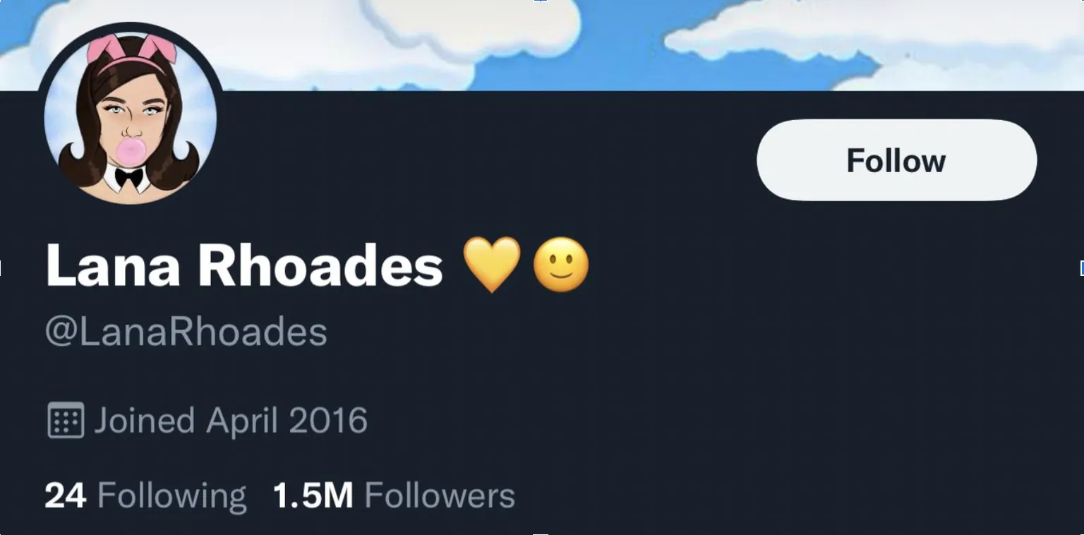 Lana Rhoades' Twitter profile