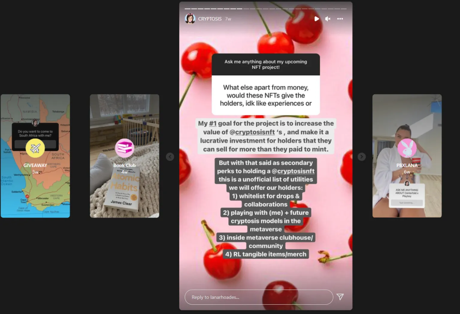 Capturas de pantalla de las publicaciones de Lana Rhoades en Instagram