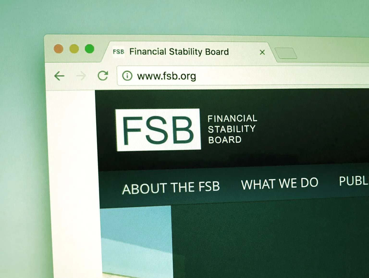 Website of the Financial Stability Board (FSB), based in Basel, Switzerland. (Shutterstock)