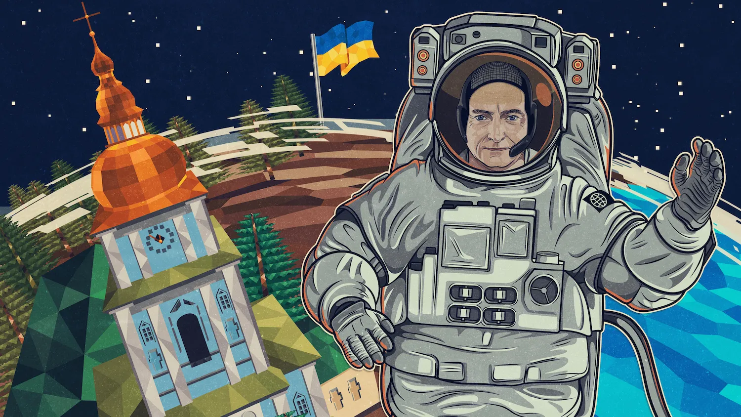 El astronauta retirado de la NASA Scott Kelly está lanzando NFTs en beneficio de la ayuda a Ucrania. Imagen: Orange Comet