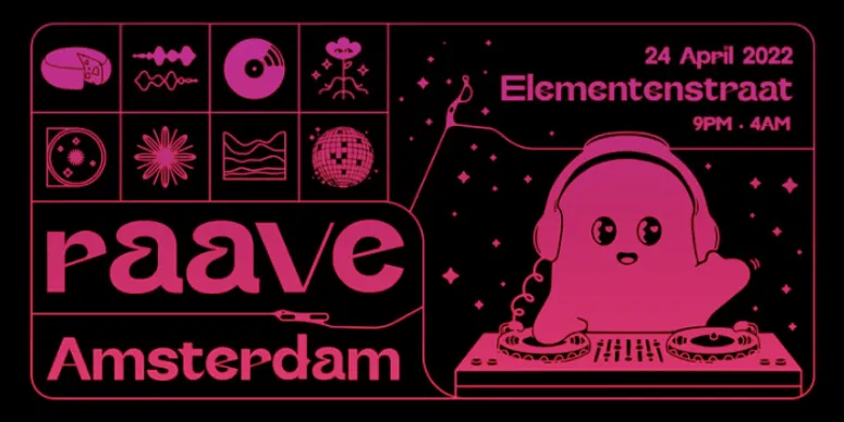 Ad for Raave Amsterdam party during ETH Amsterdam