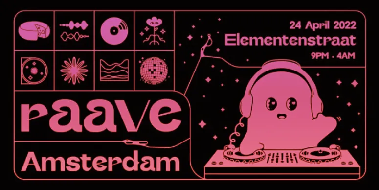 Ad for Raave Amsterdam party during ETH Amsterdam