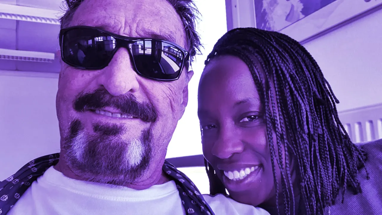 John McAfee and his wife Janice. Image: Twitter