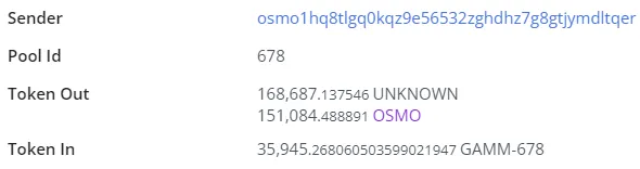 A crypto transaction made on Osmosis.