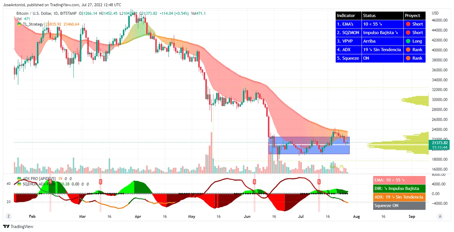 Precios de Bitcoin a 1 día. Imagen: Tradingview