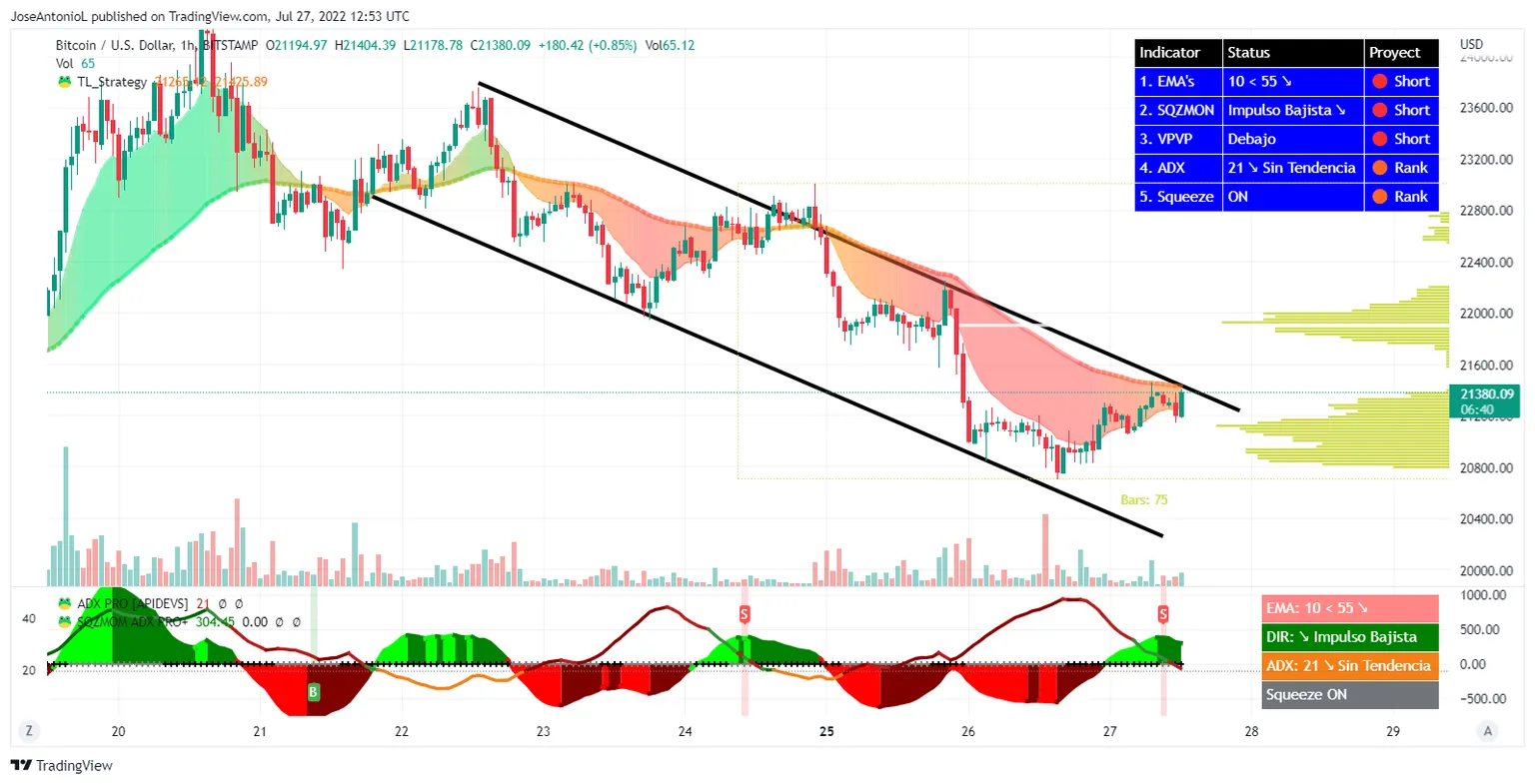 Precios de Bitcoin a 1 Hora. Imagen: Tradingview