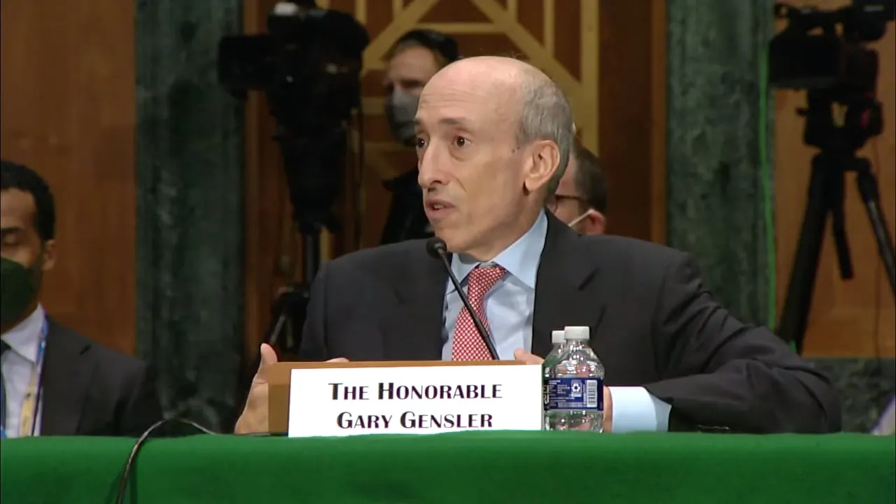 SEC Chair Gary Gensler speaking before a Senate committee hearing in 2022. Image: YouTube/ Senate Banking Housing and Urban Affairs Committee