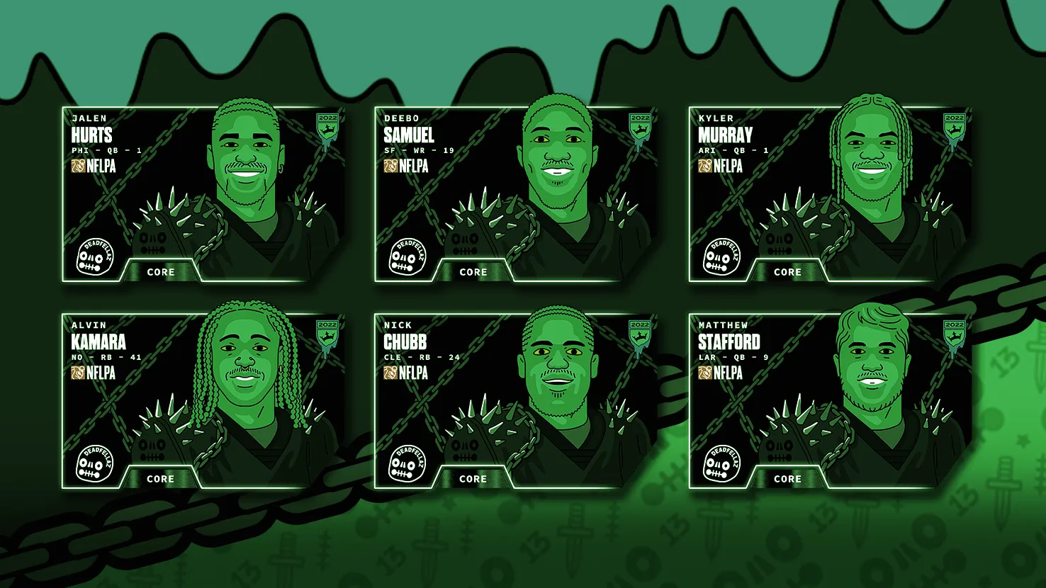 DraftKings turned NFL players into Deadfellaz characters. Image: DraftKings