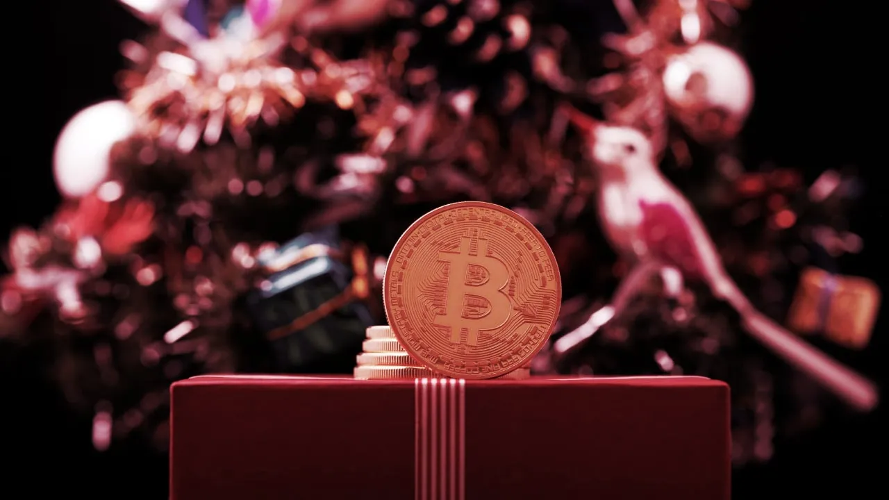 Bitcoin at Christmas. Image: Shutterstock