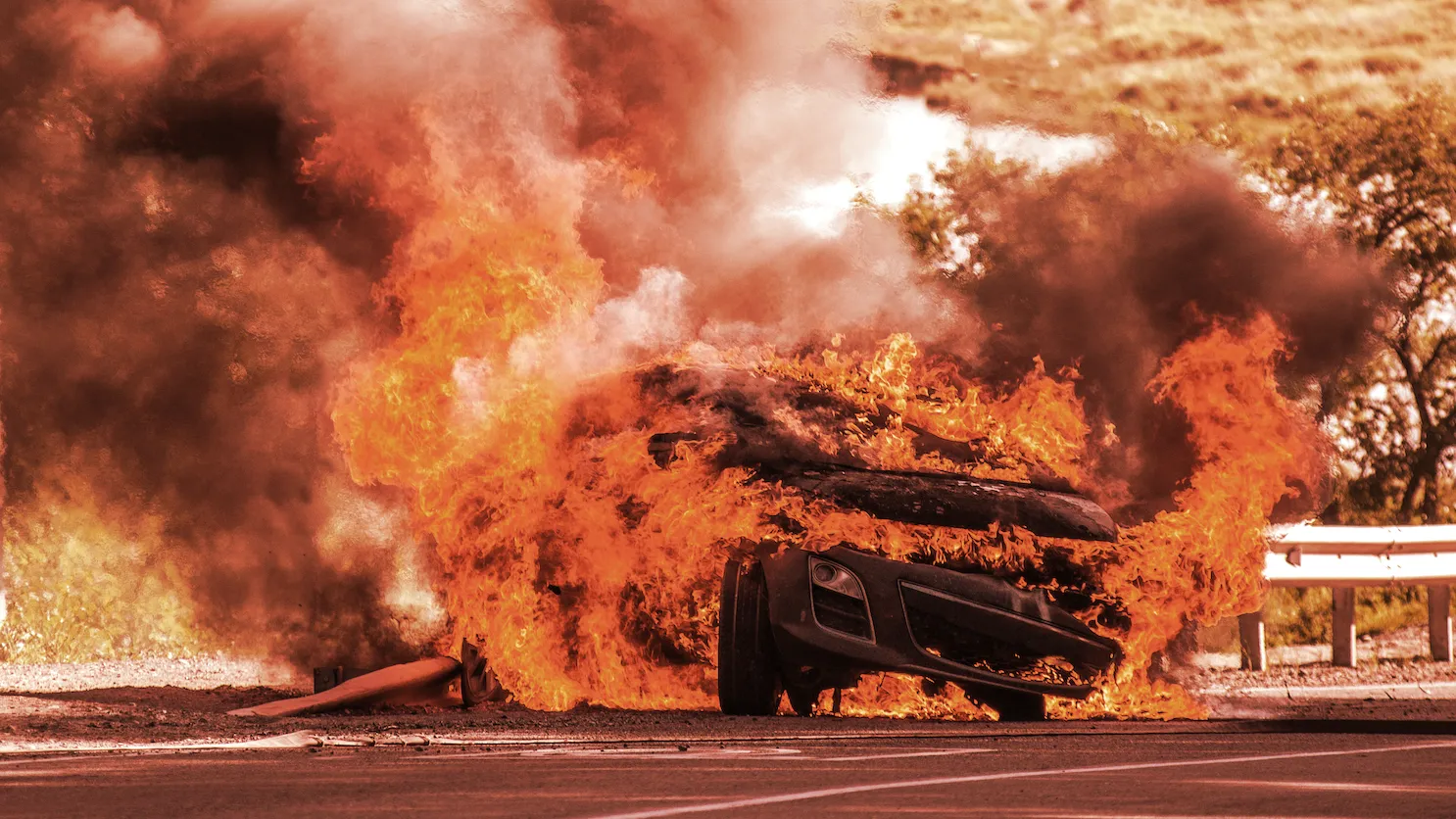 A car on fire. Image: Shutterstock