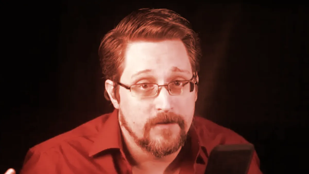 Edward Snowden at Camp Decrypt. Image: Decrypt