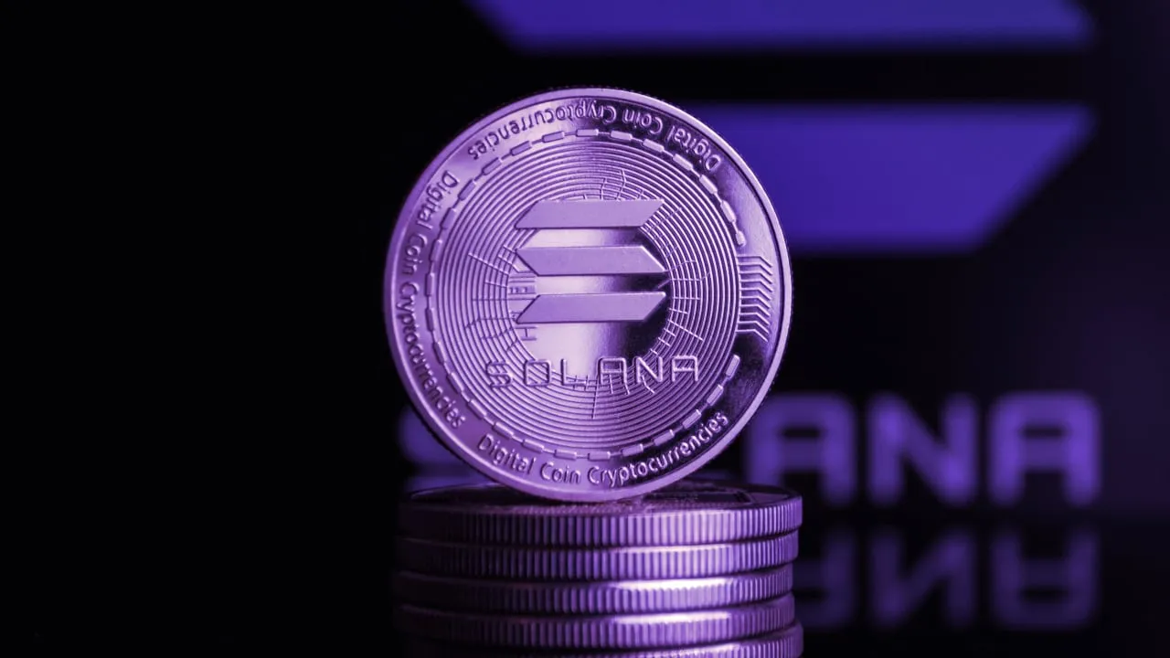 Munich, Germany; January 17, 2022: Solana Coin in front of the Solana logo