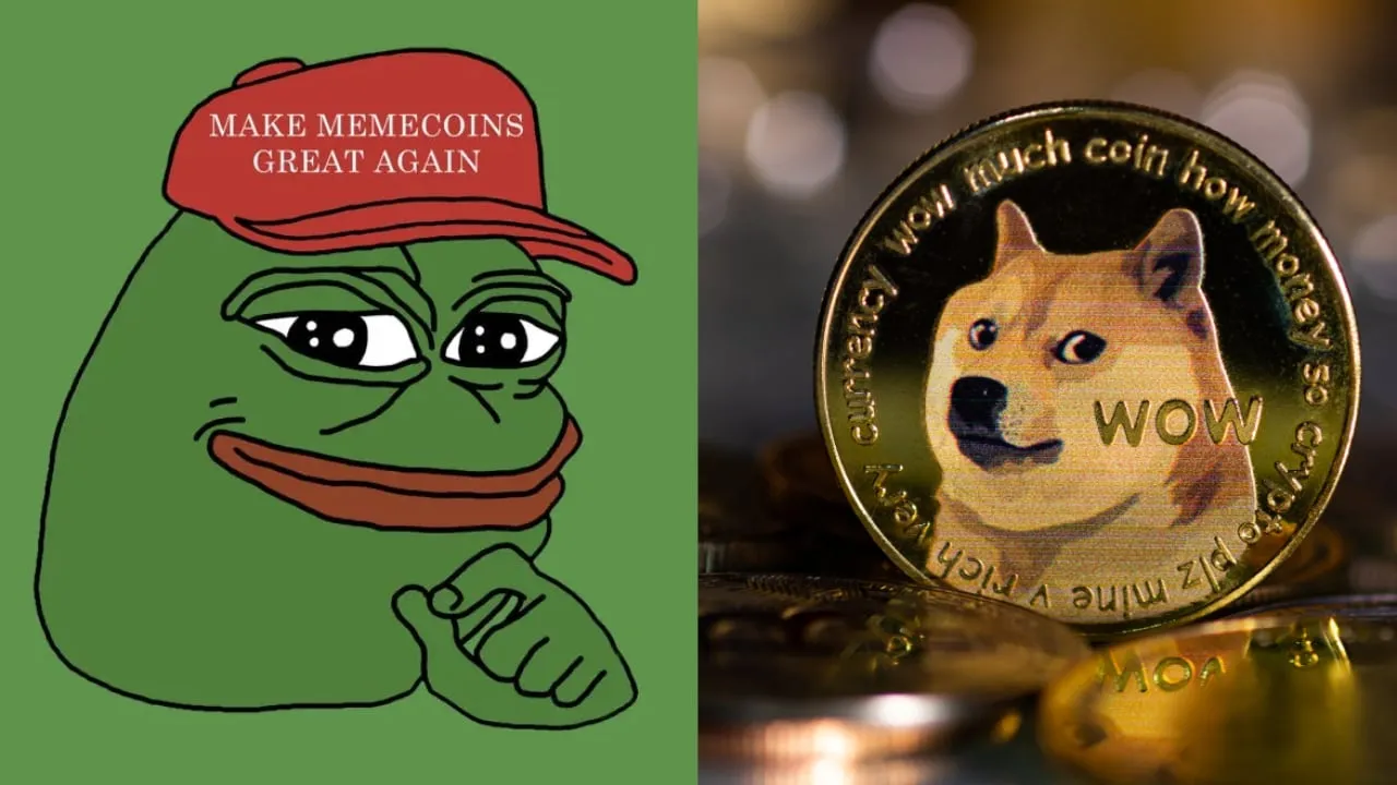PEPE and Dogecoin. Image: Shutterstock