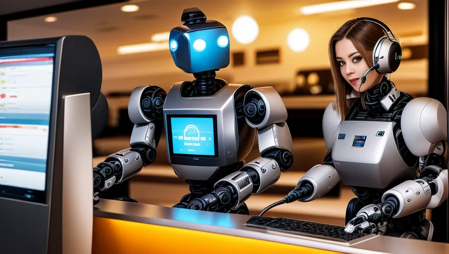 un robot tomando pedidos frente a un restaurante. Imagen creada por Decrypt usando IA (Stable Diffusion)